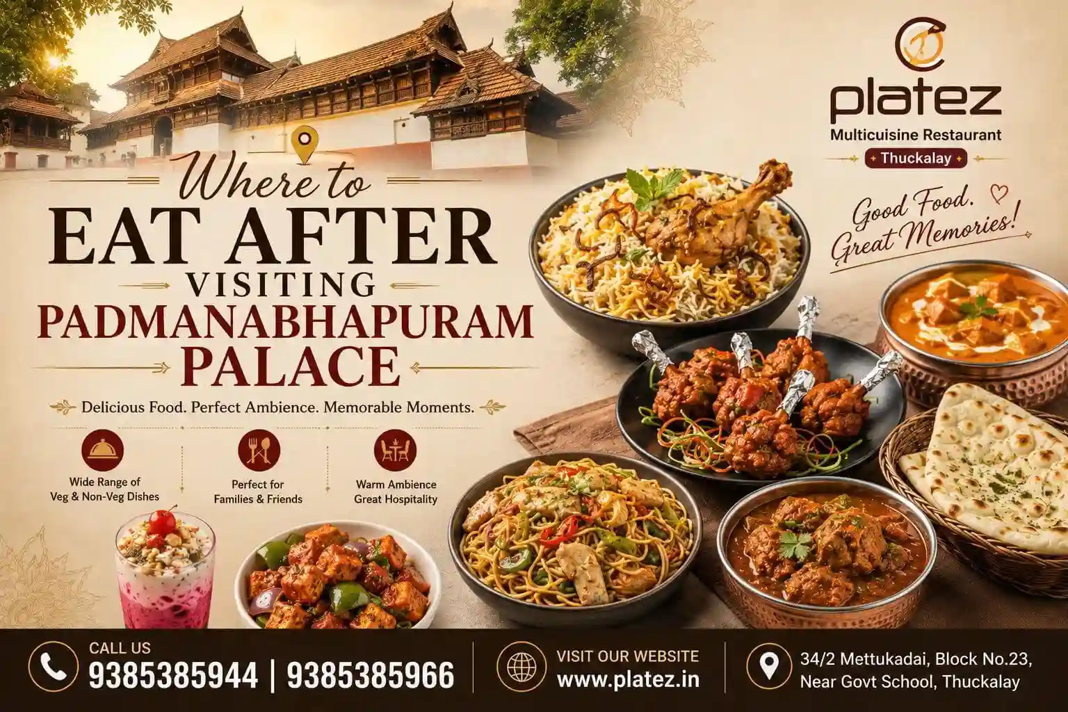 Best restaurant to eat after visiting padmanabhapuram palace